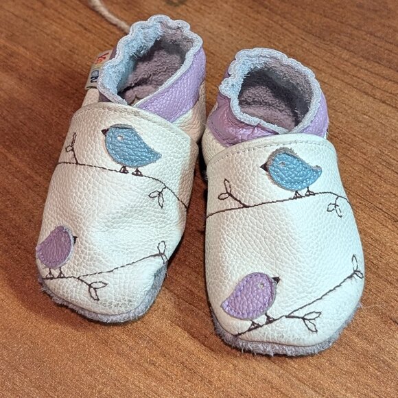 YALION Baby Soft Leather Suede Sole Infant Crib Moccasins 0-6 months - Picture 3 of 6